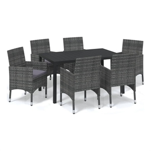 Afuera Living Contemporary Poly Rattan & Steel Medium Dining Set in Gray