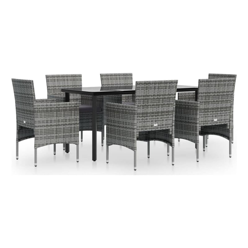 Afuera Living Contemporary Poly Rattan 7 Piece Garden Dining Set in Gray