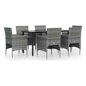 Afuera Living Contemporary Poly Rattan 7 Piece Garden Dining Set in Gray
