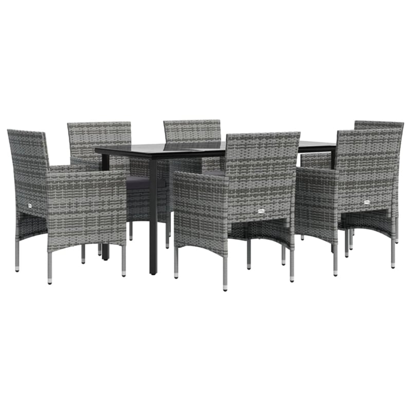 Afuera Living Contemporary Poly Rattan 7 Piece Garden Dining Set in Gray
