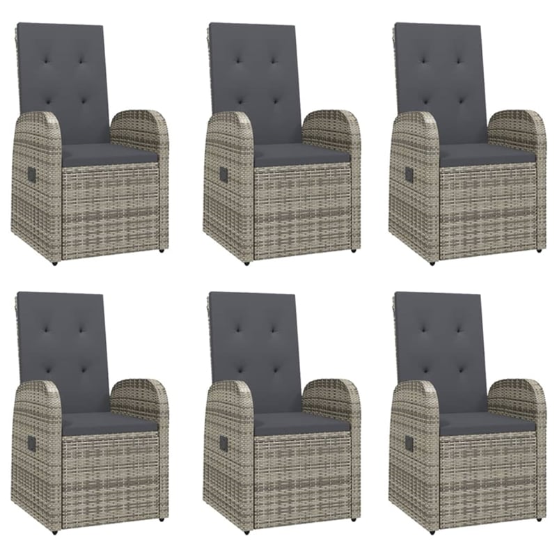 Afuera Living Contemporary Poly Rattan 7 Piece Garden Dining Set in Gray
