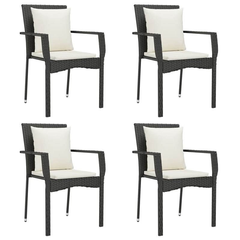 Afuera Living Contemporary Garden Dining Set in Black/Rattan/Cream White