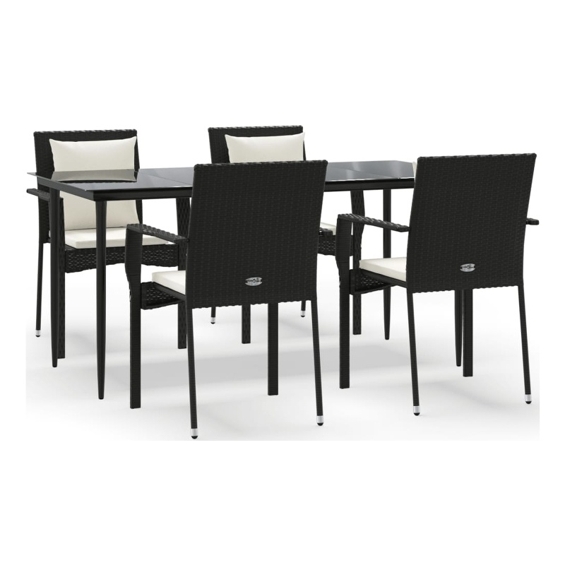 Afuera Living Contemporary Garden Dining Set in Black/Rattan/Cream White