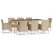 Afuera Living Contemporary 9 Piece Patio Dining Set in Beige
