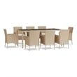 Afuera Living Contemporary 9 Piece Patio Dining Set in Beige
