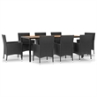 Afuera Living Contemporary 9 Piece Patio Dining Set in Black