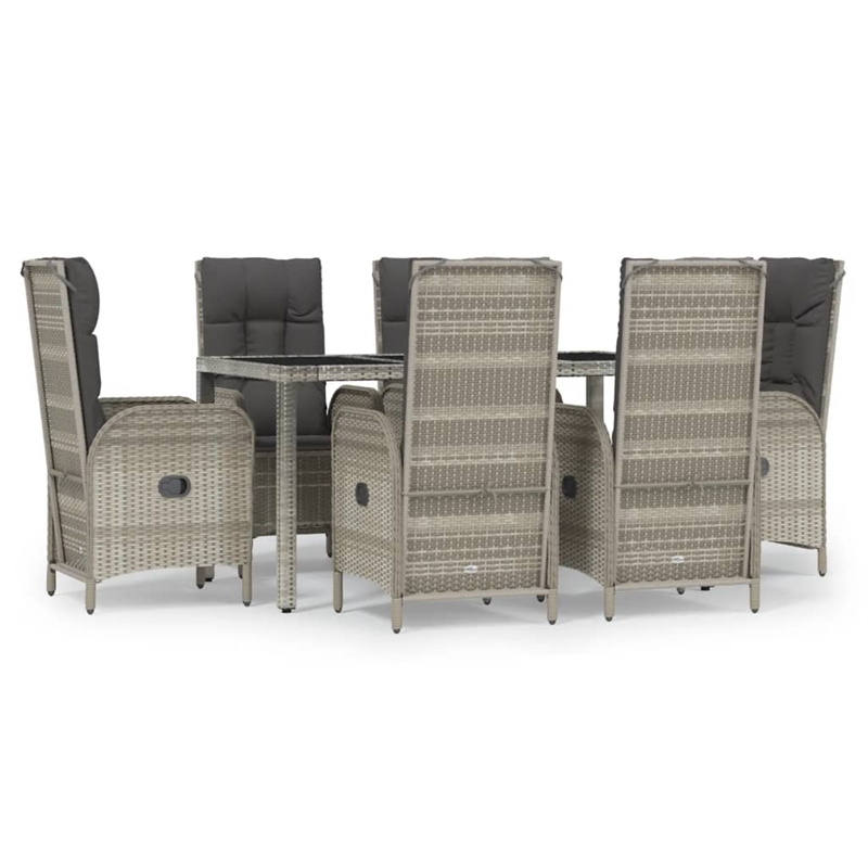Afuera Living Contemporary PE Rattan Large Garden Dining Set in Gray