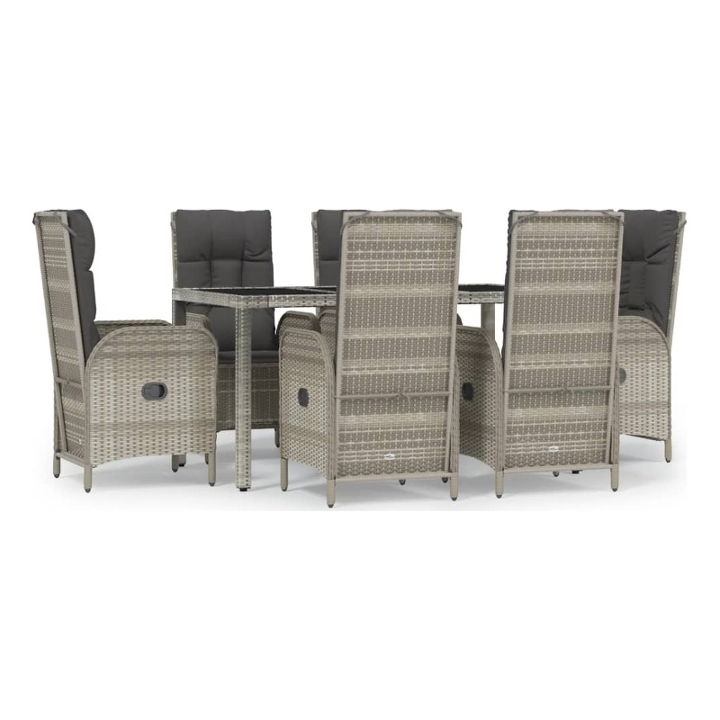 Afuera Living Contemporary PE Rattan Large Garden Dining Set in Gray