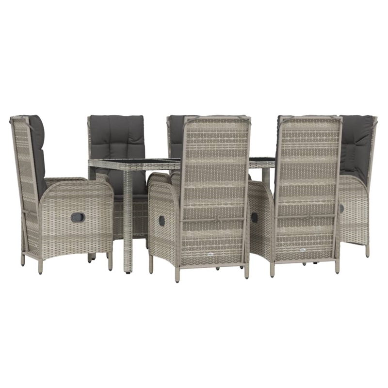 Afuera Living Contemporary PE Rattan Large Garden Dining Set in Gray