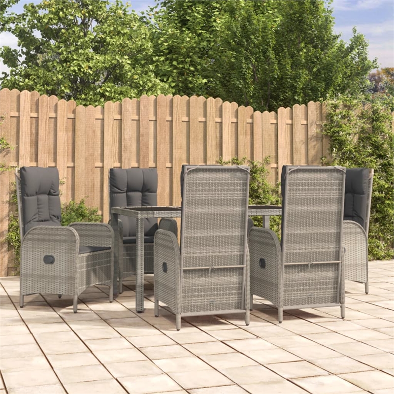 Afuera Living Contemporary PE Rattan Large Garden Dining Set in Gray