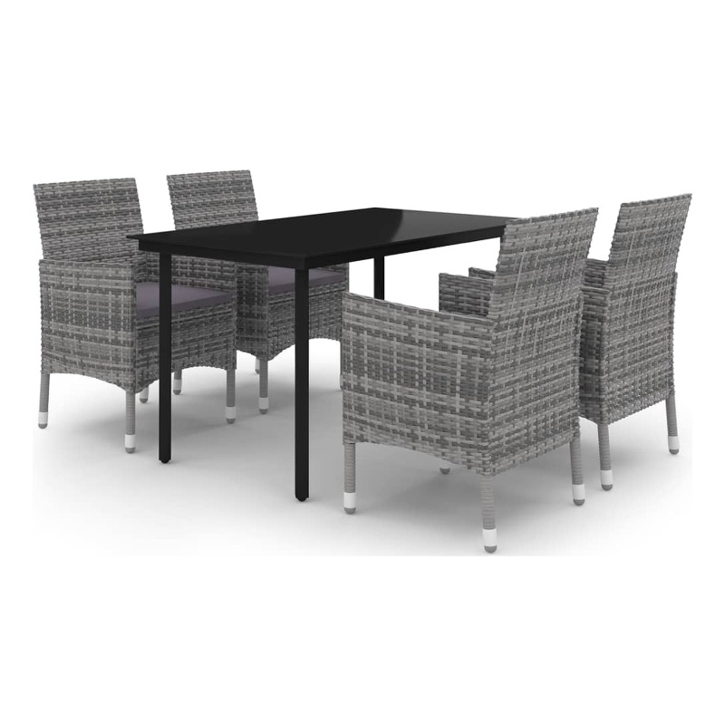 Afuera Living Contemporary Garden Dining Set in Gray/Dark Gray/Black