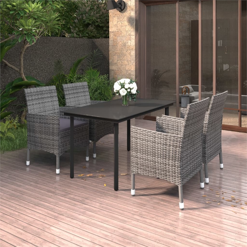 Afuera Living Contemporary Garden Dining Set in Gray/Dark Gray/Black
