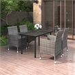 Afuera Living Contemporary Garden Dining Set in Gray/Dark Gray/Black