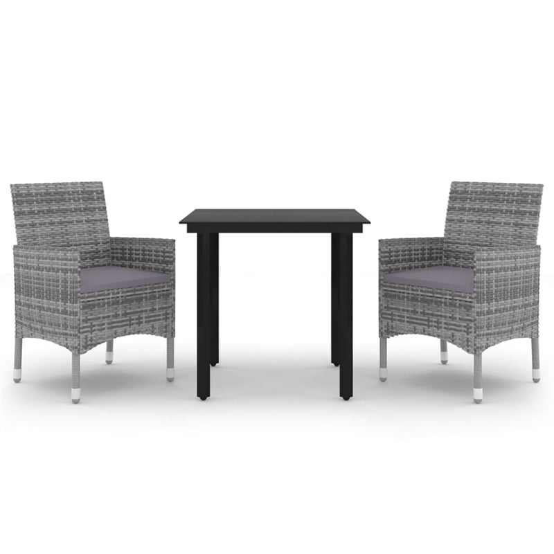 Afuera Living Contemporary Garden Dining Set in Gray/Dark Gray/Black
