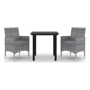 Afuera Living Contemporary Garden Dining Set in Gray/Dark Gray/Black