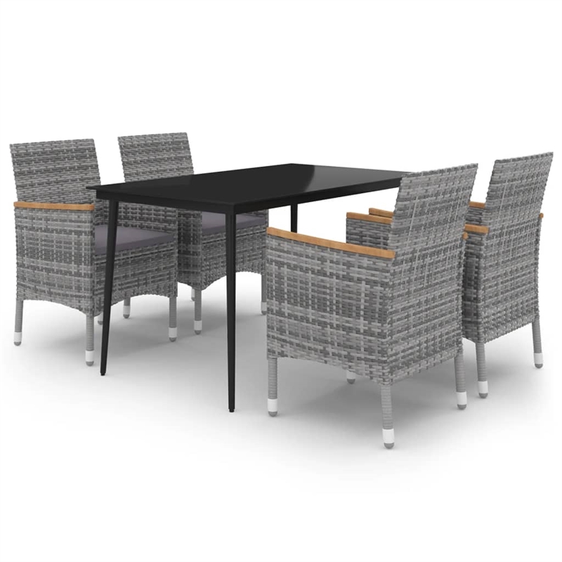 Afuera Living Contemporary Garden Dining Set in Gray/Dark Gray/Black