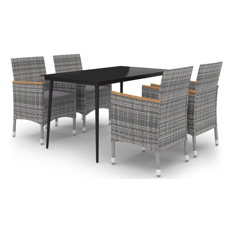 Afuera Living Contemporary Garden Dining Set in Gray/Dark Gray/Black