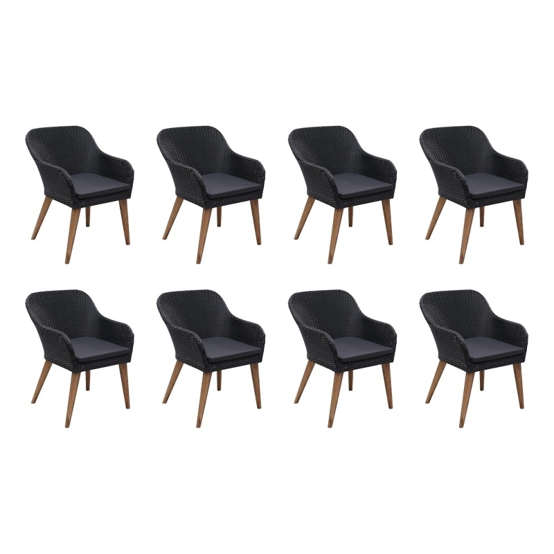 Afuera Living Contemporary Outdoor Dining Set in Black and Dark Gray