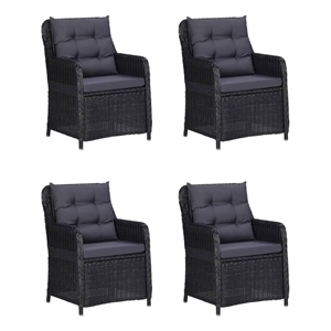 Afuera Living Contemporary Dining Set in Black/Rattan/Dark Gray/Wood