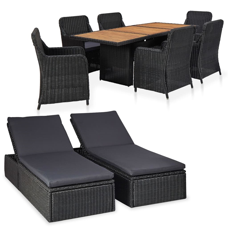 Afuera Living Contemporary Outdoor Dining Set in Black and Dark Gray