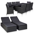 Afuera Living Contemporary Outdoor Dining Set in Black and Dark Gray