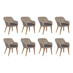 Afuera Living Contemporary Outdoor Dining Set in Brown and Dark Gray