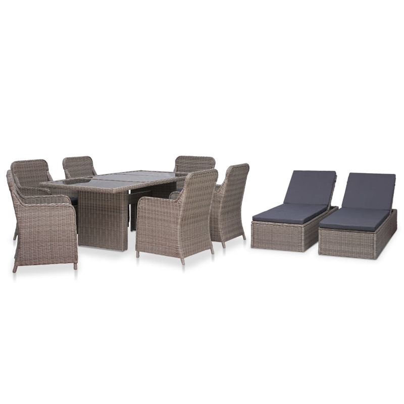 Afuera Living Contemporary Outdoor Dining Set in Brown and Dark Gray