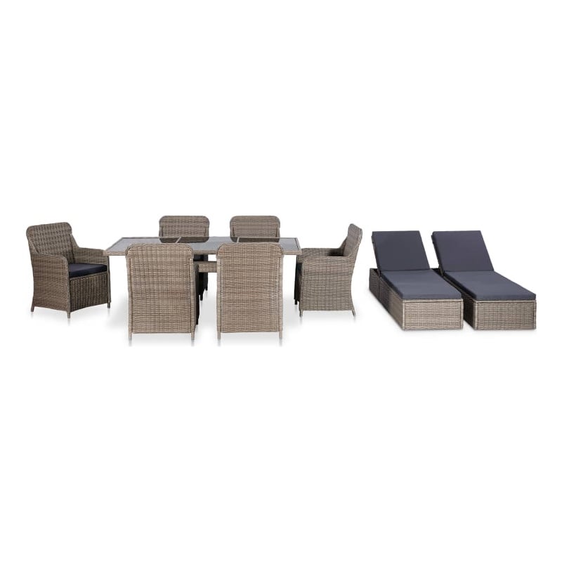 Afuera Living Contemporary Outdoor Dining Set in Brown and Dark Gray