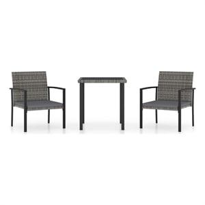 Afuera Living Contemporary Synthetic Poly Rattan Dining Set in Gray/Black