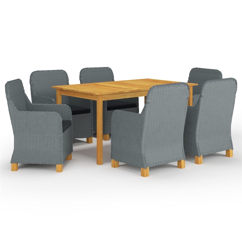 Afuera Living Contemporary Solid Wood Dining Set in Light Gray