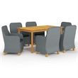 Afuera Living Contemporary Solid Wood Dining Set in Light Gray