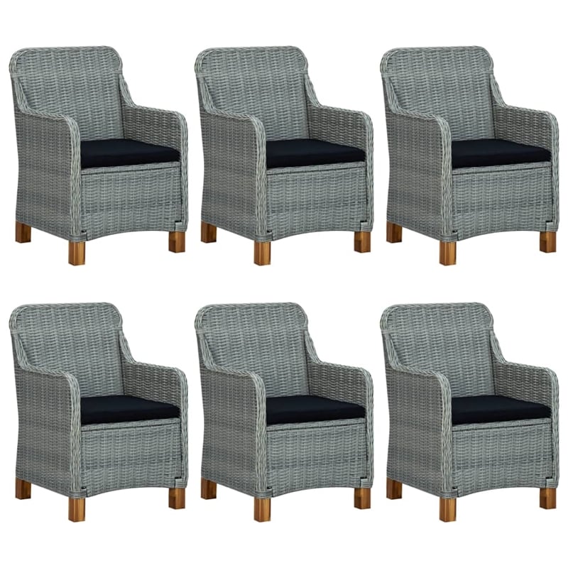 Afuera Living Contemporary Solid Wood Dining Set in Light Gray