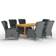 Afuera Living Contemporary Solid Wood Dining Set in Light Gray
