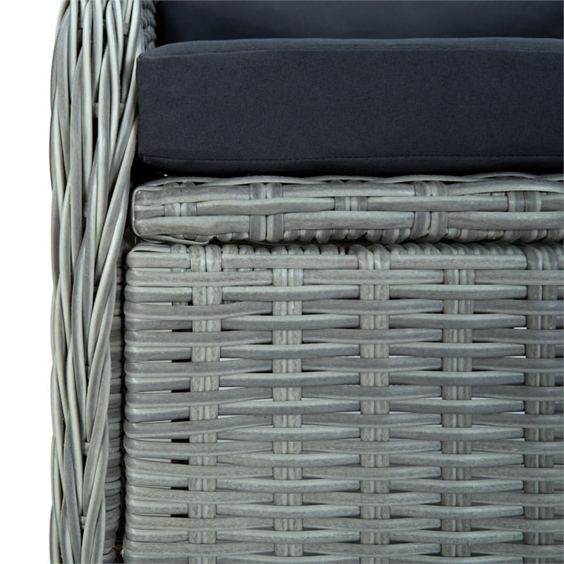 Afuera Living Contemporary Solid Wood Dining Set in Light Gray