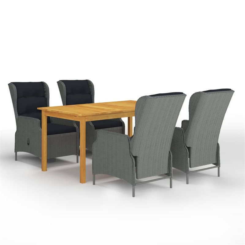 Afuera Living Contemporary Solid Wood Dining Set in Light Gray