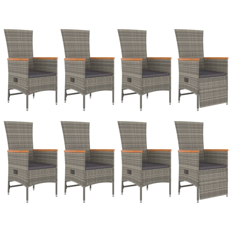Afuera Living Contemporary 9 Piece Garden Patio Dining Set in Gray