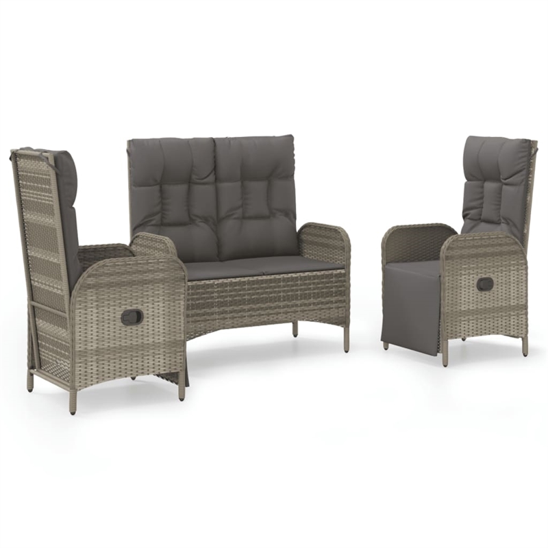 Afuera Living Rattan/Powder-Coated Steel/Glass Garden Dining Set in Gray