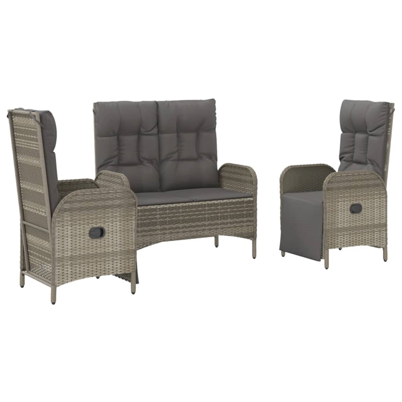 Afuera Living Rattan/Powder-Coated Steel/Glass Garden Dining Set in Gray