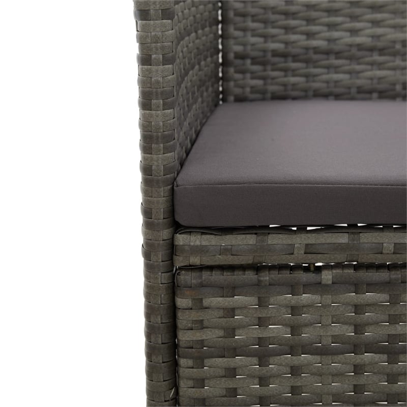Afuera Living Dining Set in Gray/Brown with Rattan/Wood/Powder-Coated Steel