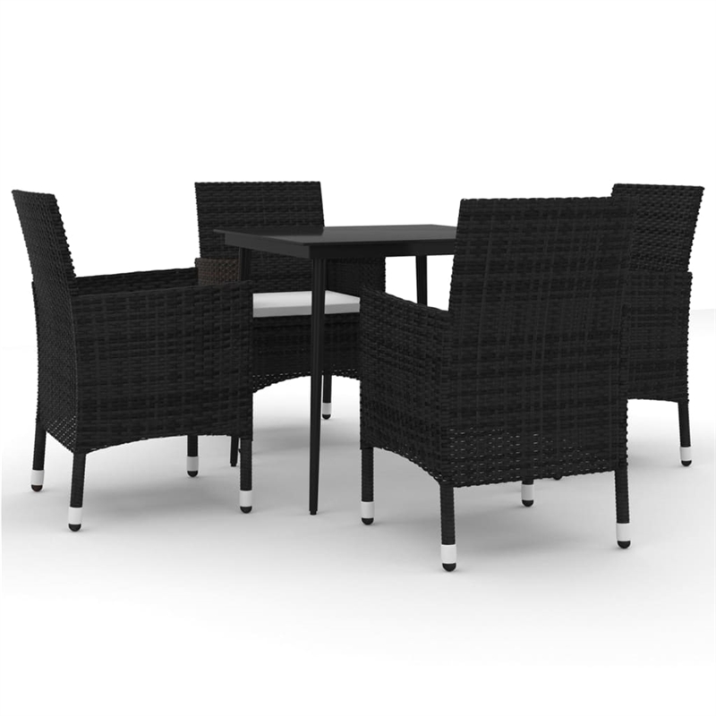 Afuera Living Contemporary 5 Piece Garden Dining Set in Black