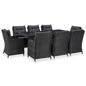 Afuera Living Contemporary Outdoor Dining Set in Black and in Dark Gray