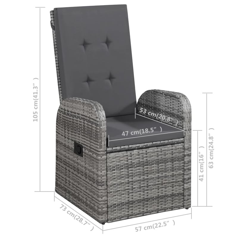 Afuera Living Garden Dining Set in Gray PE Rattan with Standard Removable Covers