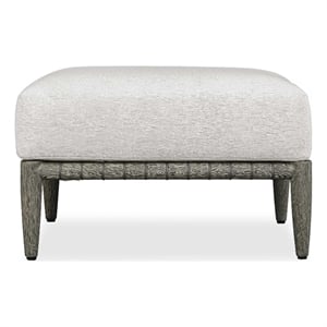 Afuera Living Contemporary Wood Cushion Outdoor Ottoman in White