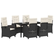 Afuera Living 7 Piece Poly Rattan Garden Dining Set with Cushions in Black