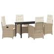 Afuera Living 5 Piece Poly Rattan Garden Dining Set with Cushions in Beige