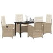 Afuera Living 5 Piece Poly Rattan Garden Dining Set with Cushions in Beige