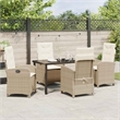 Afuera Living 5 Piece Poly Rattan Garden Dining Set with Cushions in Beige