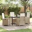 Afuera Living 5 Piece Poly Rattan Garden Dining Set with Cushions in Beige