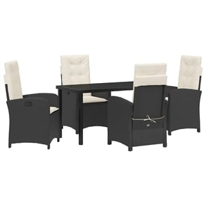 Afuera Living 5 Piece Poly Rattan Garden Dining Set with Cushions in Black