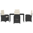 Afuera Living 5 Piece Poly Rattan Garden Dining Set with Cushions in Black